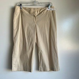 NWT Tahari Sterling Crop Capri Pants Beige Flax Size 4